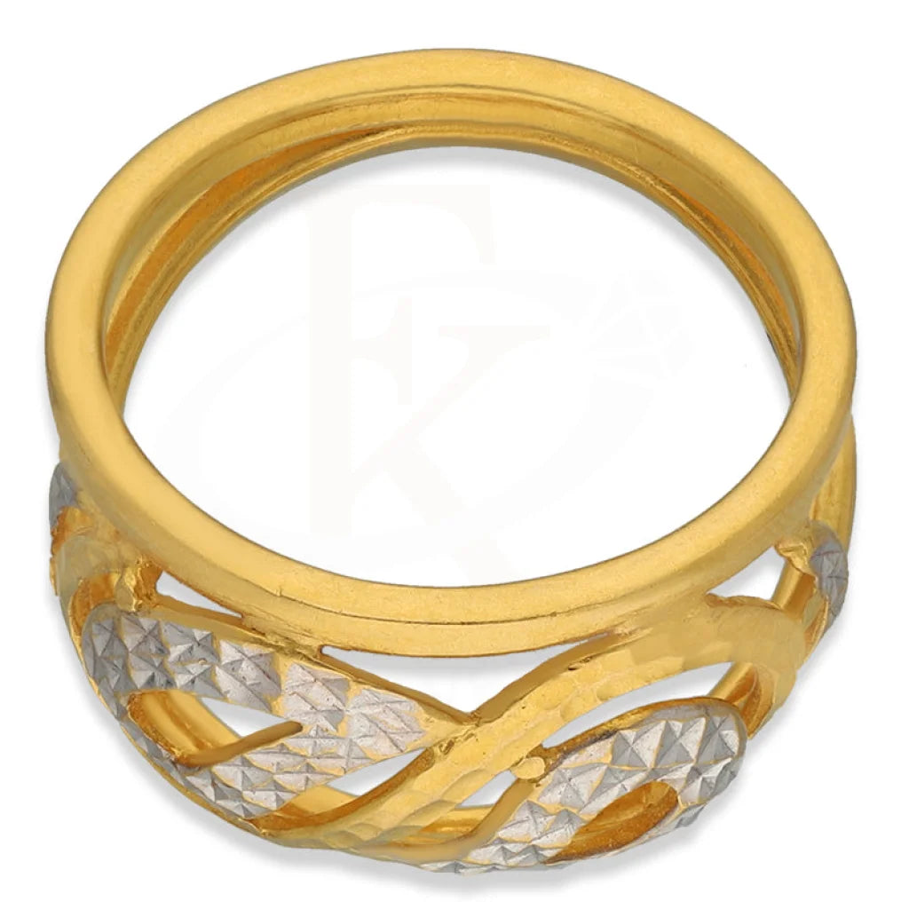 Dual Tone Gold Leaf Shaped Ring 22Kt - Fkjrn22K3870 Rings