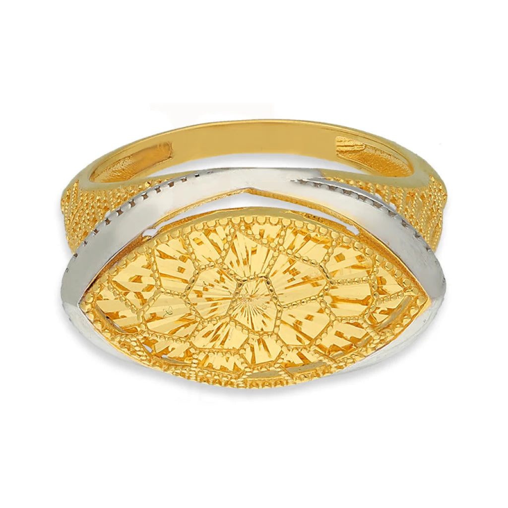 Dual Tone Gold Marquise Shaped Ring 22Kt - Fkjrn22K5138 Rings