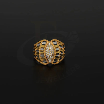 Dual Tone Gold Marquise Shaped Ring 22Kt - Fkjrn22K5139 Rings