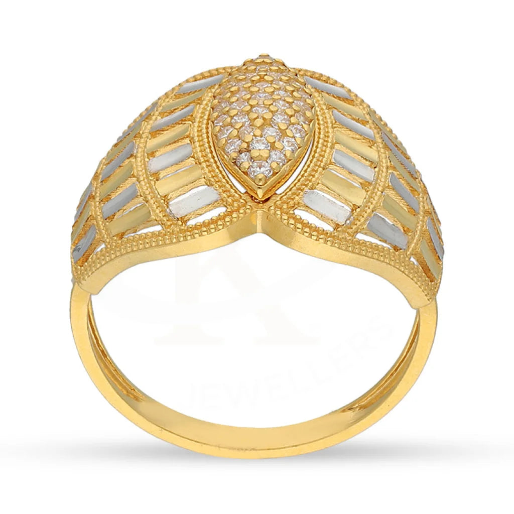 Dual Tone Gold Marquise Shaped Ring 22Kt - Fkjrn22K5139 Rings