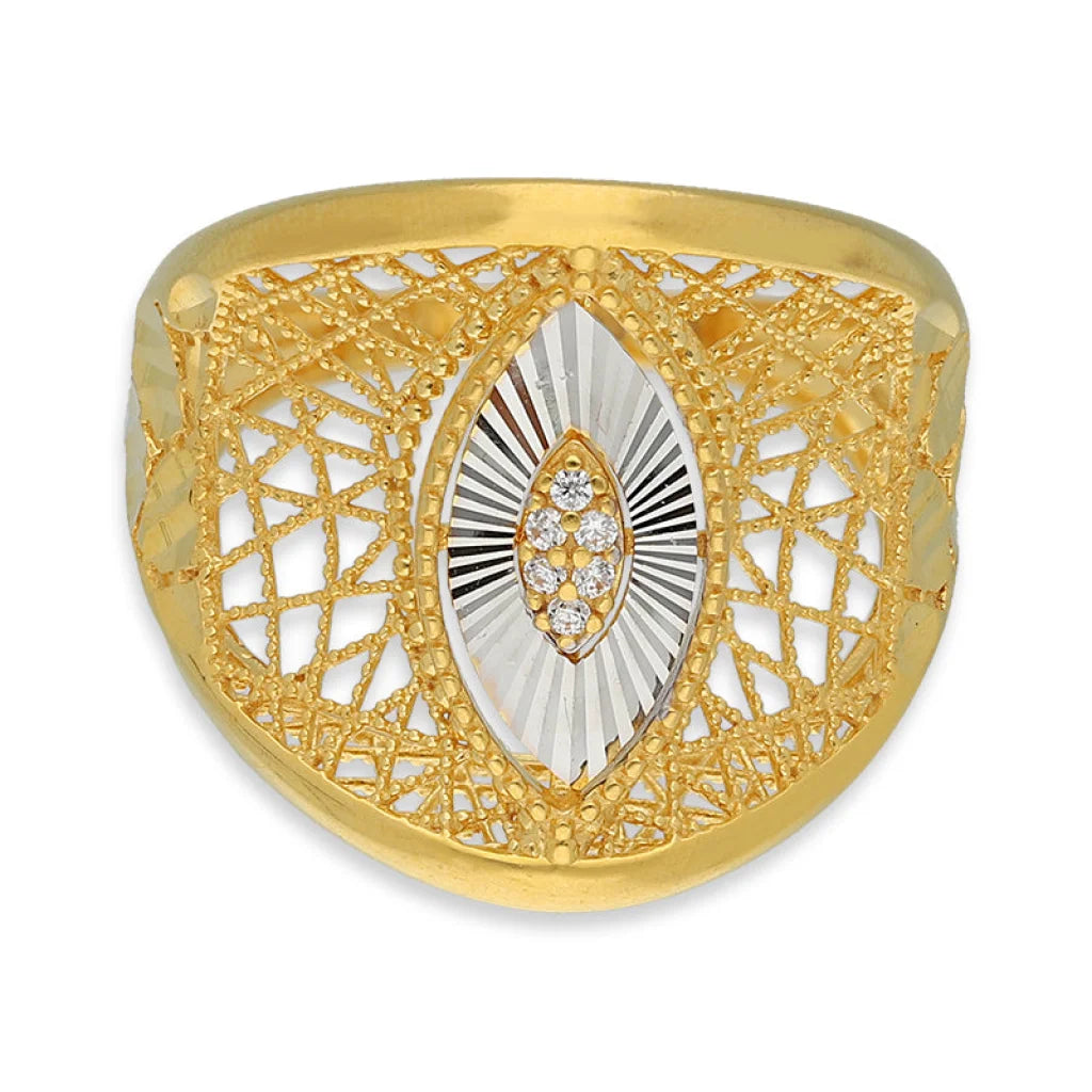 Dual Tone Gold Marquise Shaped Ring 22Kt - Fkjrn22K5140 Rings