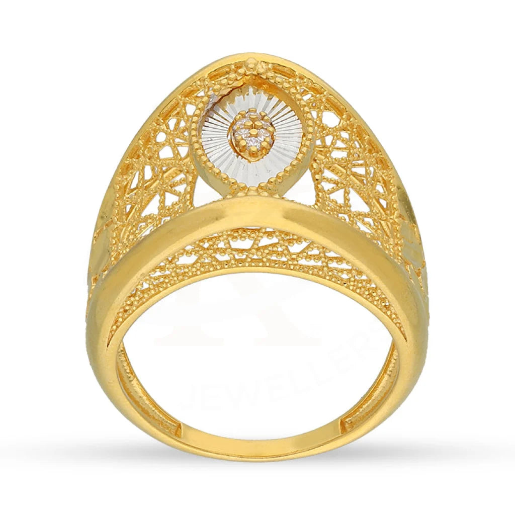 Dual Tone Gold Marquise Shaped Ring 22Kt - Fkjrn22K5140 Rings