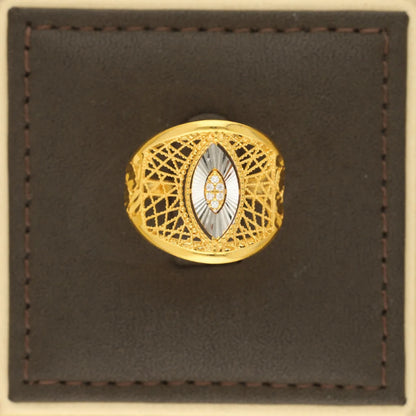 Dual Tone Gold Marquise Shaped Ring 22Kt - Fkjrn22K5140 Rings