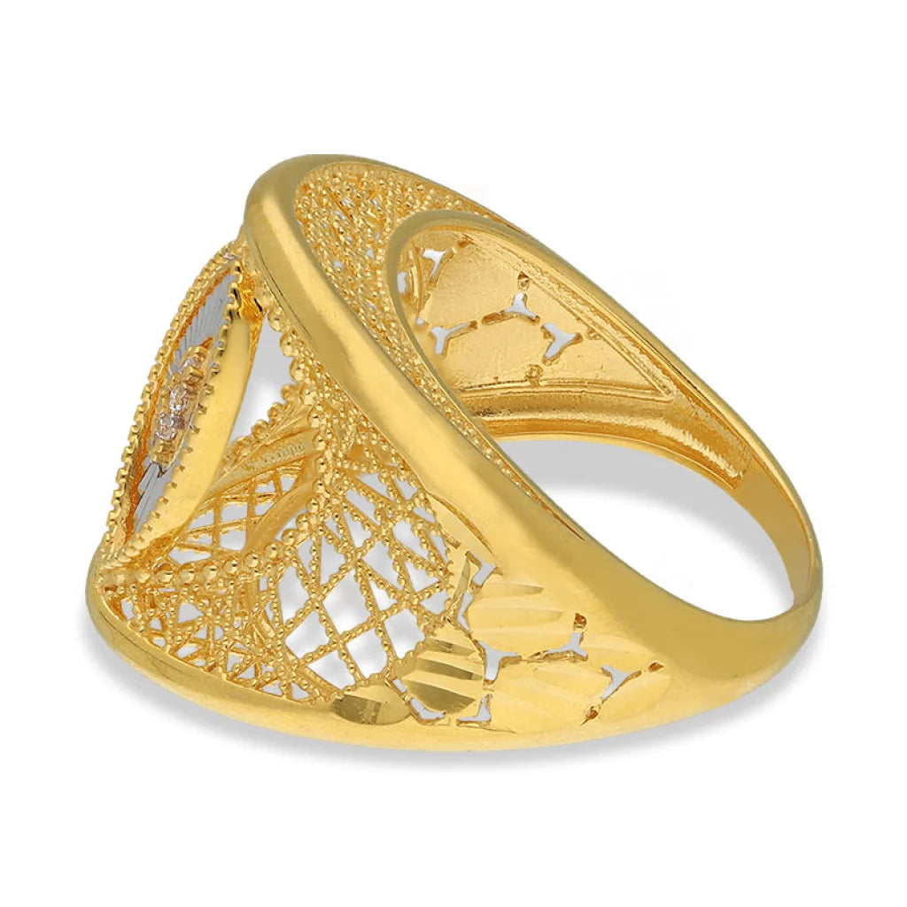 Dual Tone Gold Marquise Shaped Ring 22Kt - Fkjrn22K5140 Rings