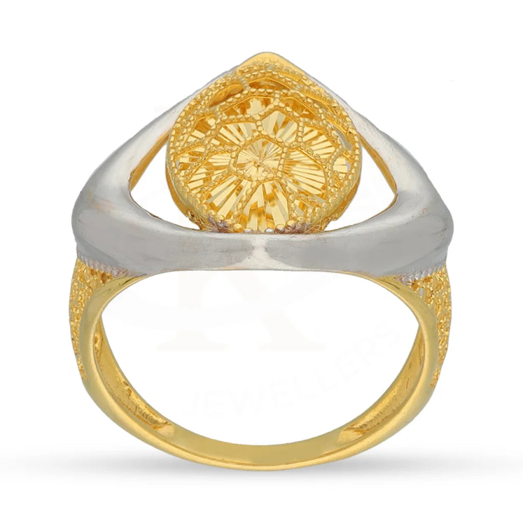 Dual Tone Gold Marquise Shaped Ring 22Kt - Fkjrn22K5145 Rings