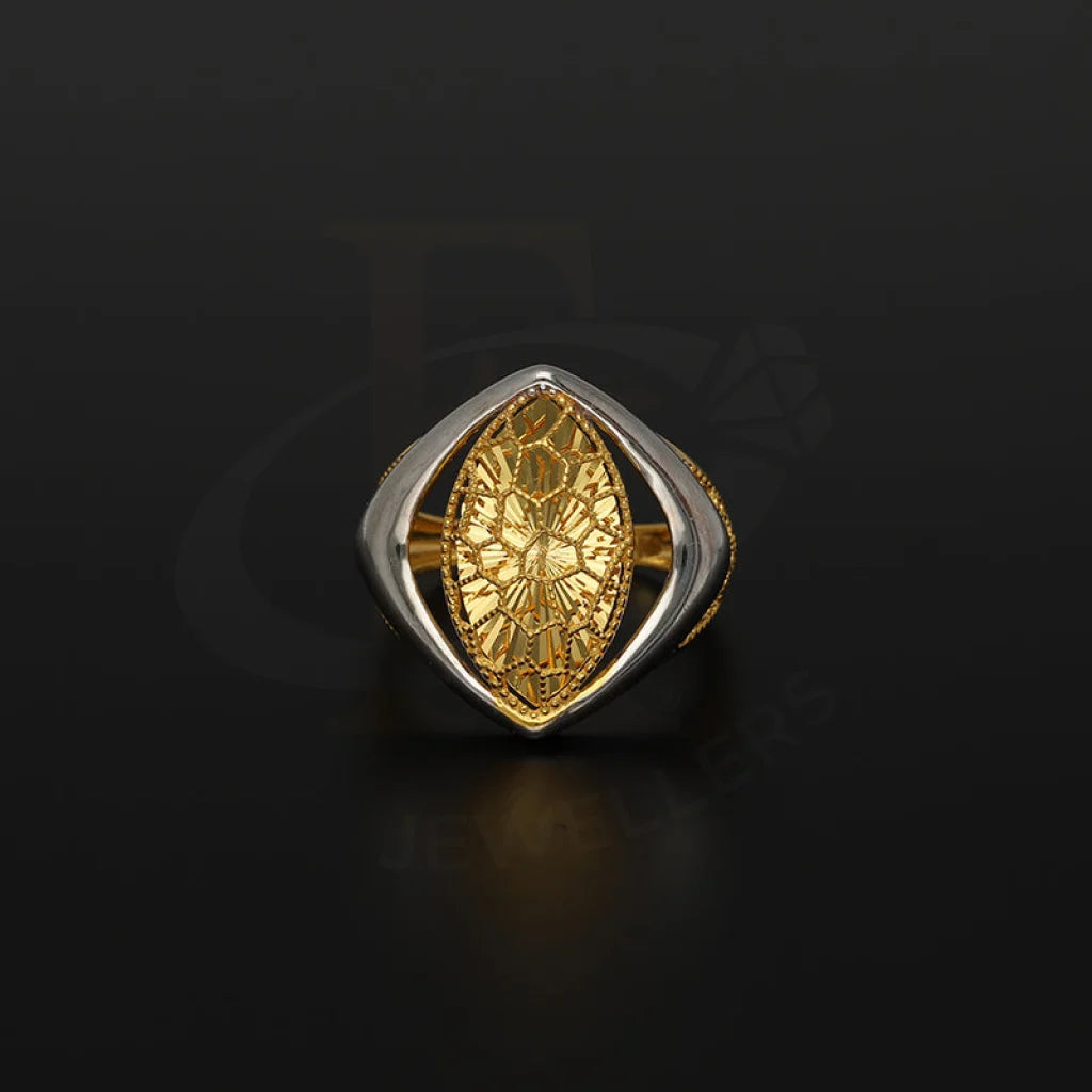 Dual Tone Gold Marquise Shaped Ring 22Kt - Fkjrn22K5145 Rings