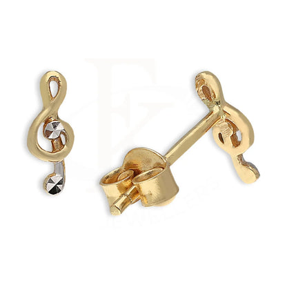 Dual Tone Gold Musical Note Stud Earrings 18Kt - Fkjern18K5545