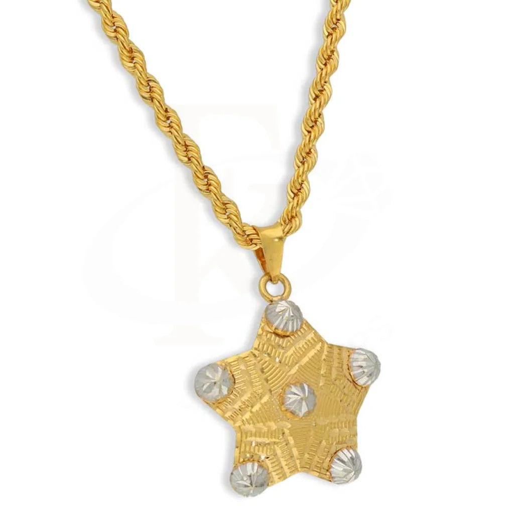 Dual Tone Gold Necklace (Chain With Star Shaped Pendant) 22Kt - Fkjnkl22K2738 Necklaces