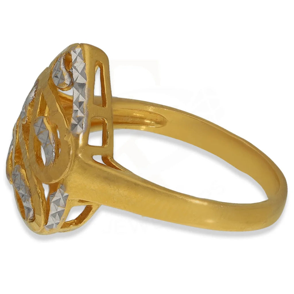 Dual Tone Gold Pear Shaped Ring 22Kt - Fkjrn22K3875 Rings