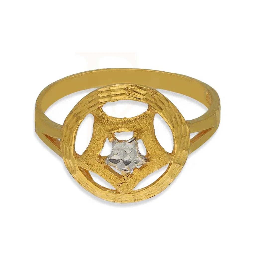 Dual Tone Gold Round Shaped Star Ring 22Kt - Fkjrn22K3714 Rings