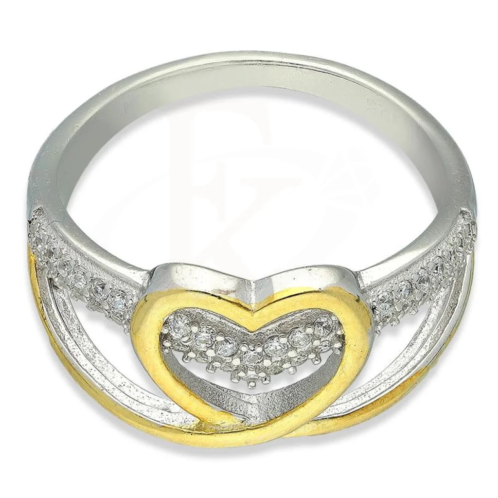 Dual Tone Italian Silver 925 Heart Shaped Ring - Fkjrnsl2993 Rings