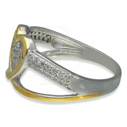 Dual Tone Italian Silver 925 Heart Shaped Ring - Fkjrnsl2993 Rings