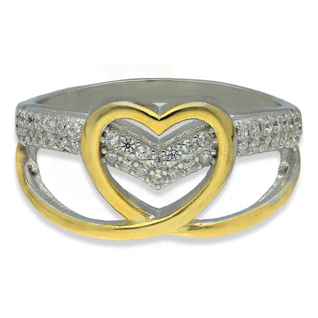 Dual Tone Italian Silver 925 Heart Shaped Ring - Fkjrnsl2993 Rings