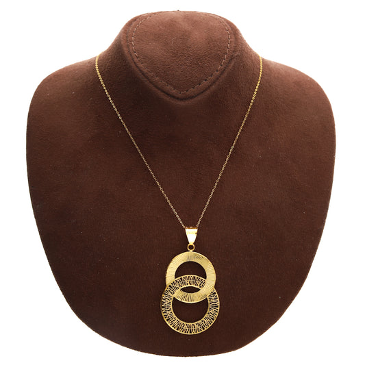 Gold Necklace (Chain with Interlinked Circle Pendant) 21KT - FKJNKL21KM10146
