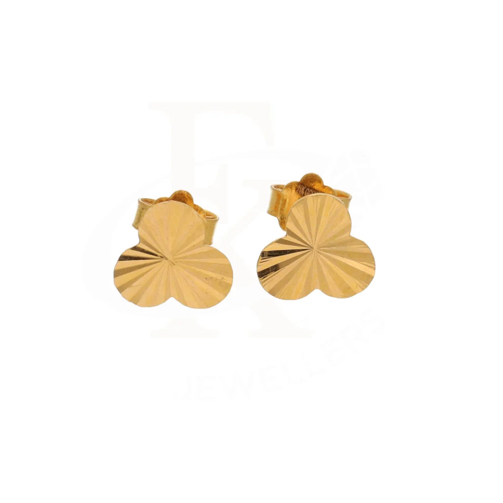 Gold 3 Clover Shape Stud Earrings 21Kt - Fkjern21Km8628