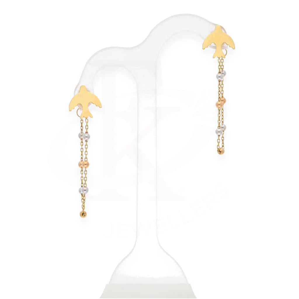 Gold Aeroplane Shaped Drop Earrings 18Kt - Fkjern18K7842