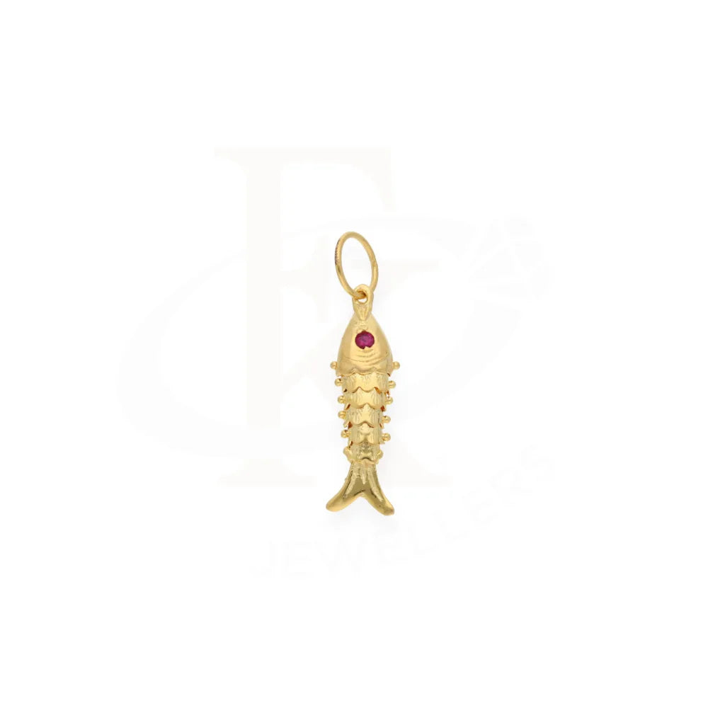 Gold Allah Small Red Eye Fish Pendant 21Kt - Fkjpnd21Km7945 Pendants