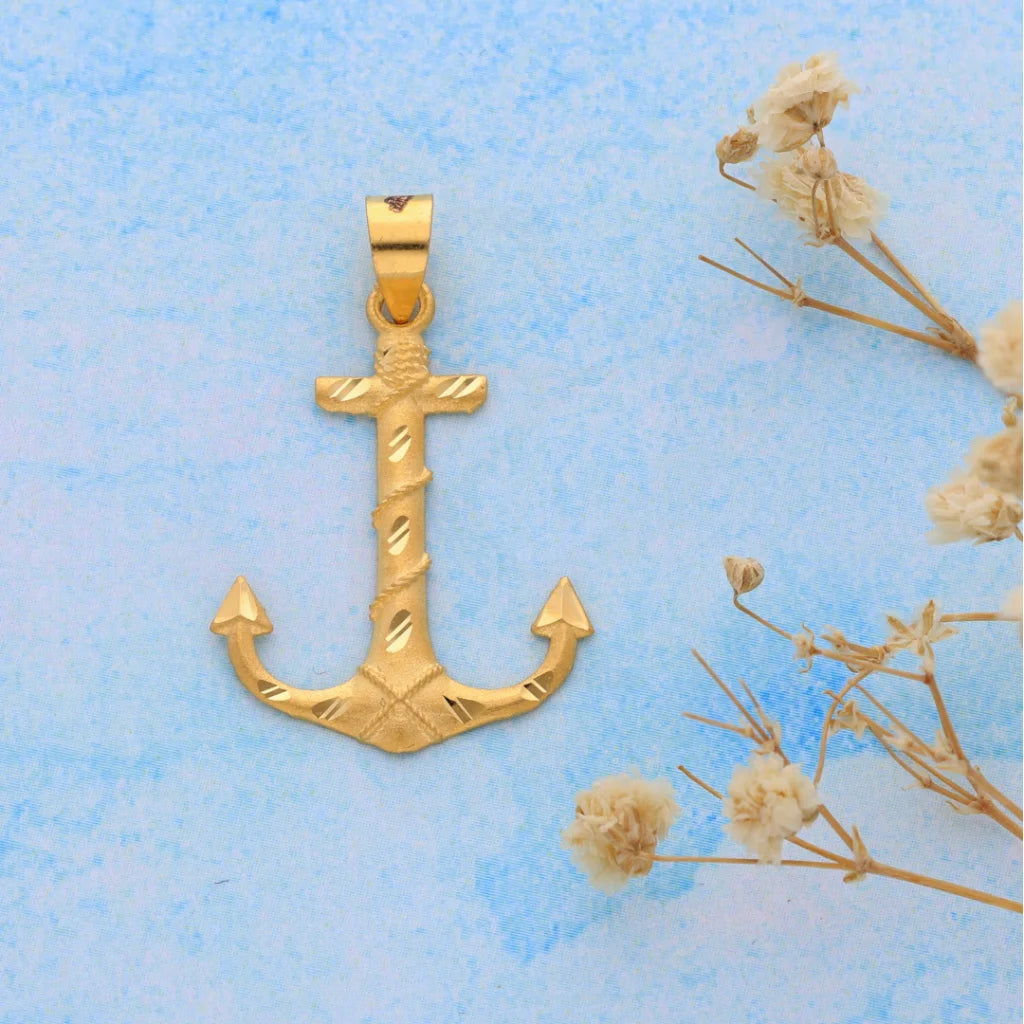 Gold Anchor Shaped Pendant 21Kt - Fkjpnd21K8570 Pendants