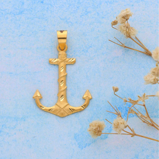 Gold Anchor Shaped Pendant 21Kt - Fkjpnd21K8570 Pendants