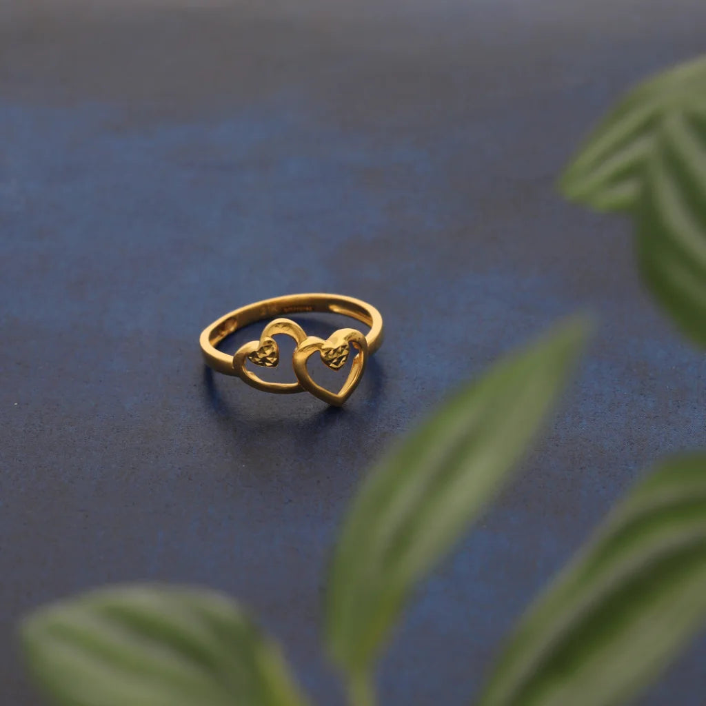 Gold Attached Double Heart Ring 21Kt - Fkjern18Km8414 Rings