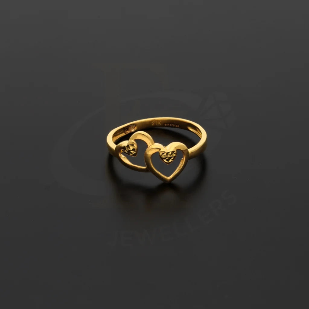 Gold Attached Double Heart Ring 21Kt - Fkjern18Km8414 Rings
