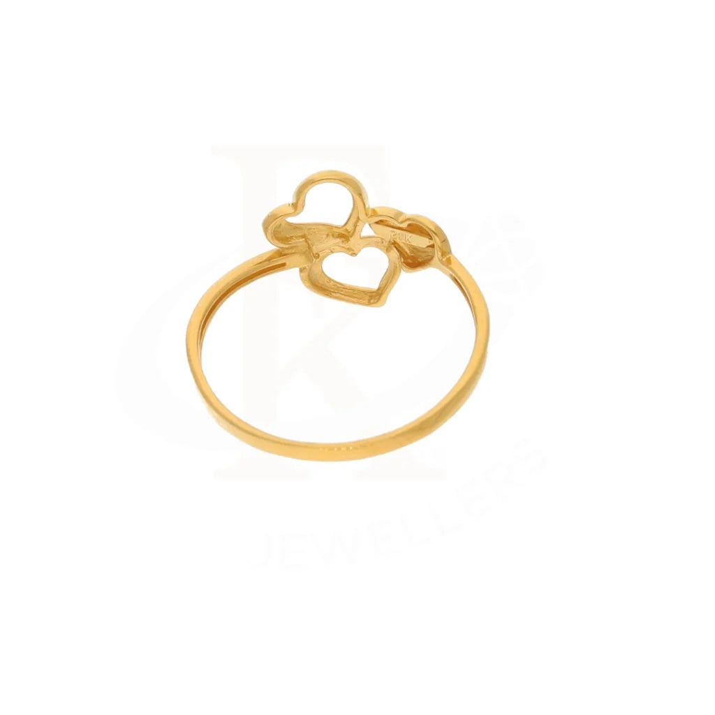 Gold Attached Triple Heart Ring 21Kt - Fkjern18Km8413 Rings