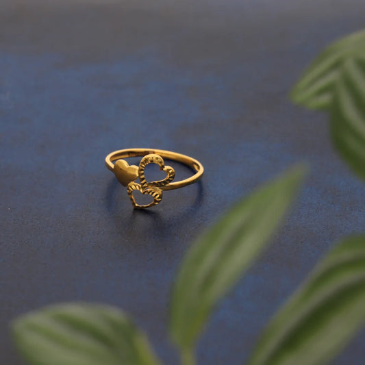 Gold Attached Triple Heart Ring 21Kt - Fkjern18Km8413 Rings