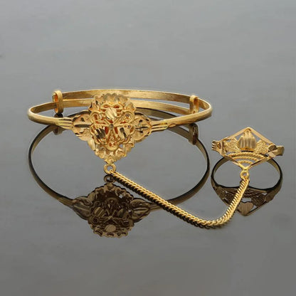 Gold Baby Bangle With Ring In 22Kt - Fkjbng22K1909 Bangles