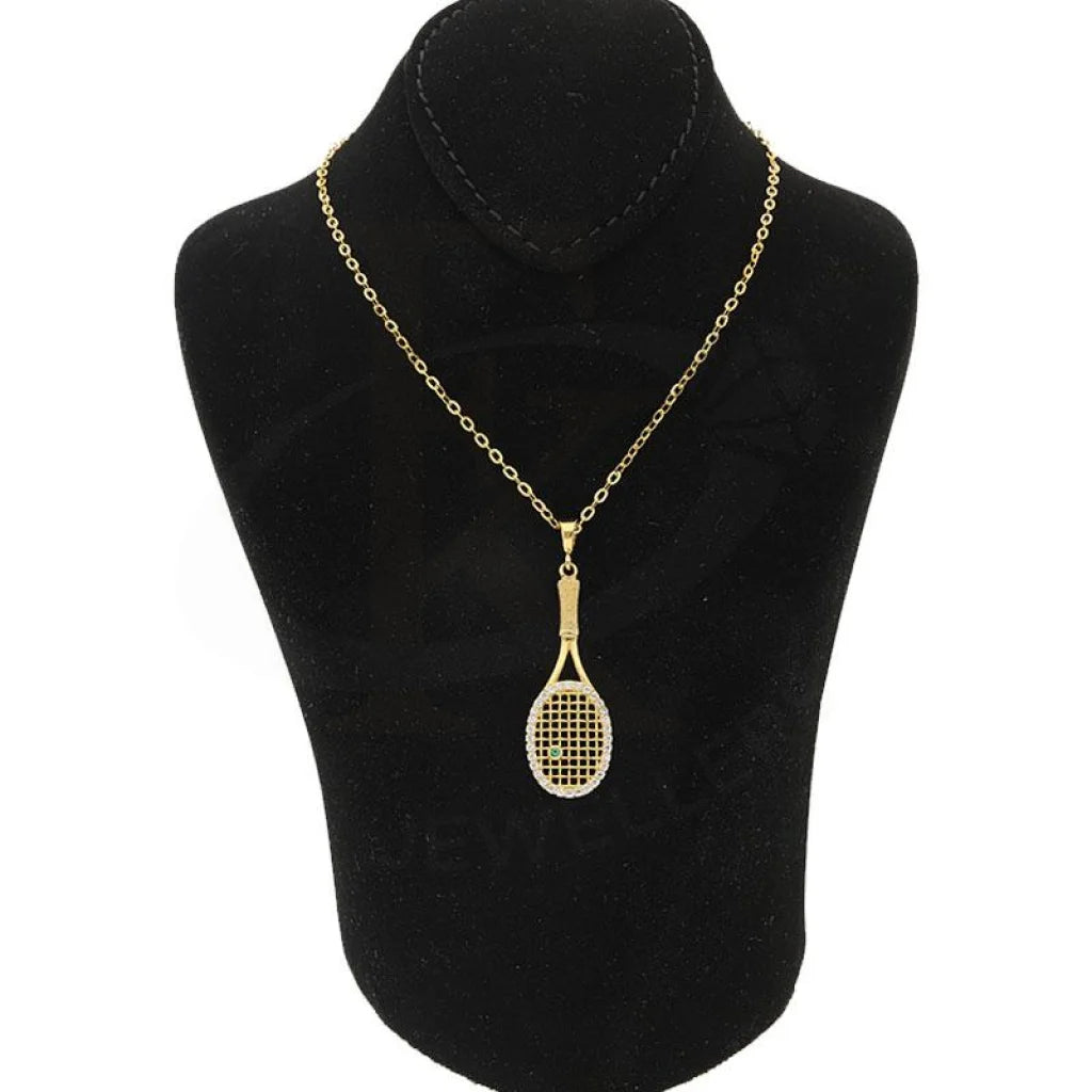 Gold Badminton Necklace (Chain With Pendant) 18Kt - Fkjnkl1503 Necklaces