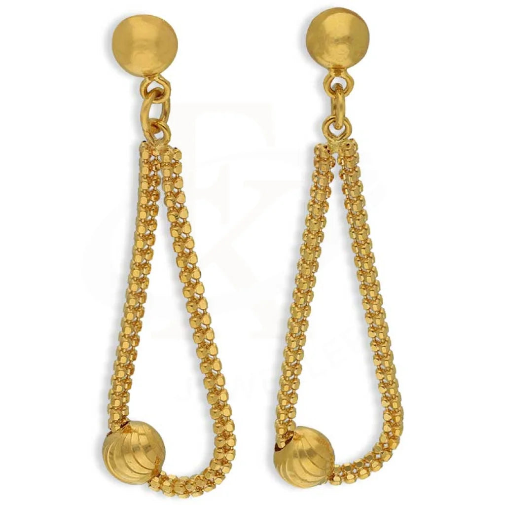 Gold Ball Shaped Drop Earrings 22Kt - Fkjern22K3165