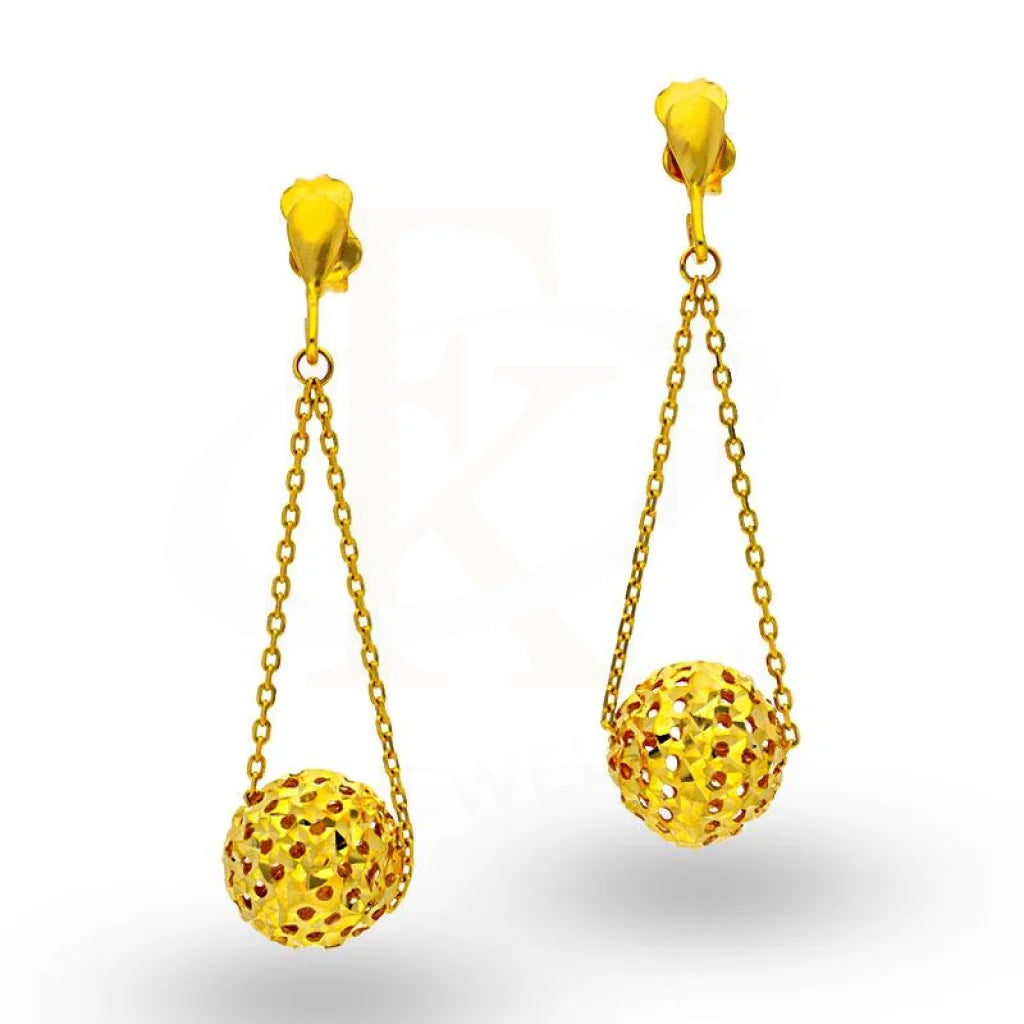 Gold Balls Shaped Drop Earrings 18Kt - Fkjern18K1841