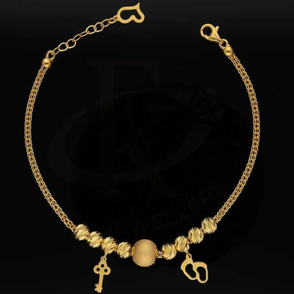 Gold Beads With Hanging Footprint And Key Bracelet 21Kt - Fkjbrl21K2719 Bracelets