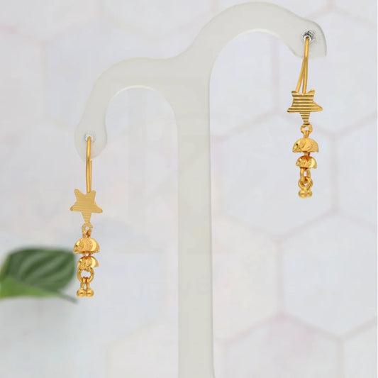 Gold Bell Motif Hoop Earrings 21Kt - Fkjern21Km8446