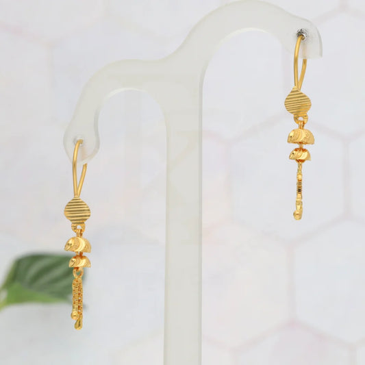 Gold Bell Motif Hoop Earrings 21Kt - Fkjern21Km8447