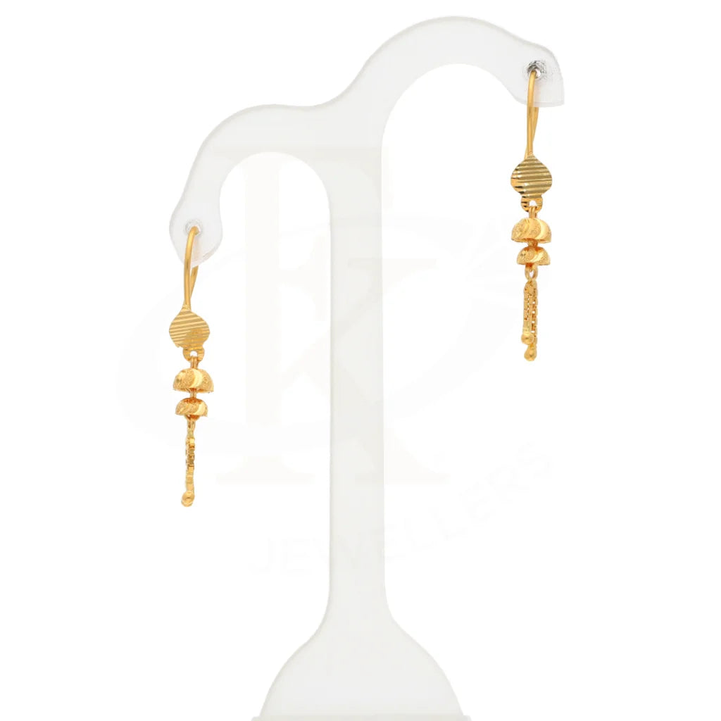 Gold Bell Motif Hoop Earrings 21Kt - Fkjern21Km8447