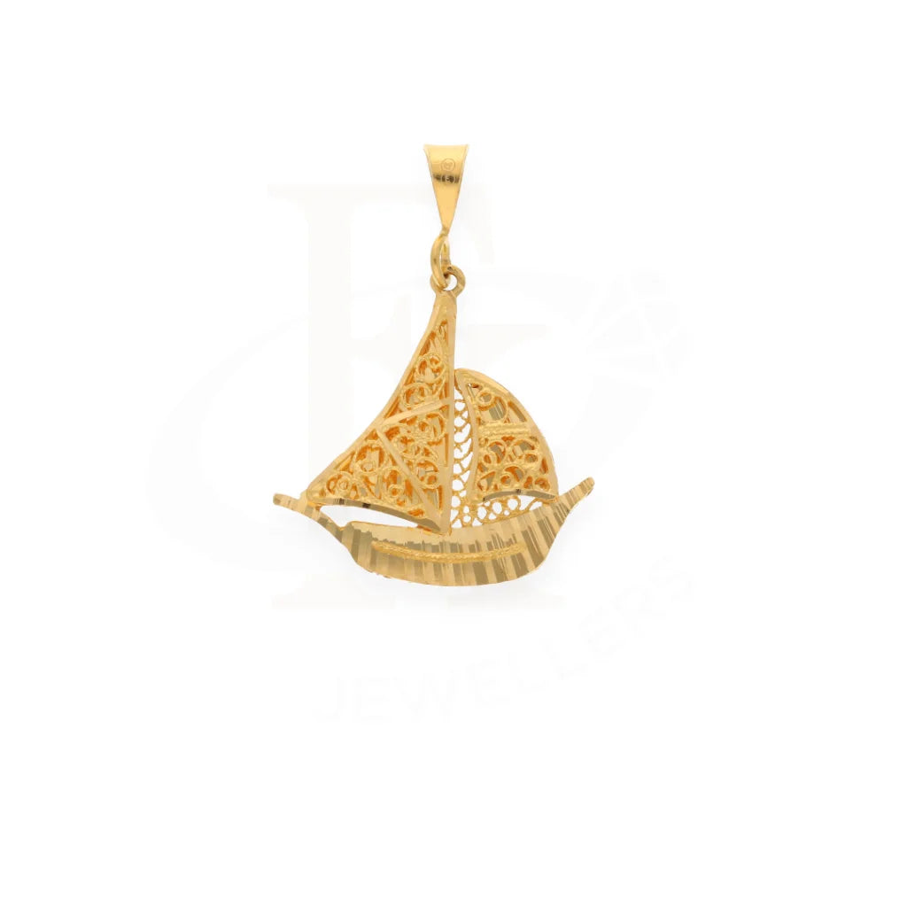 Gold Boat Shaped Pendant 21Kt - Fkjpnd21K7571 Pendants