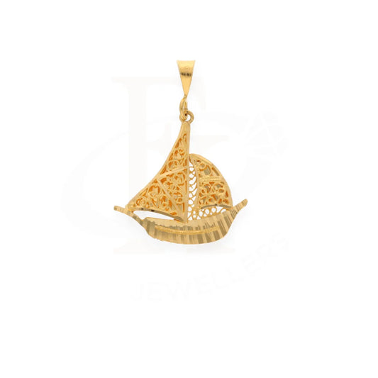 Gold Boat Shaped Pendant 21Kt - Fkjpnd21K7571 Pendants