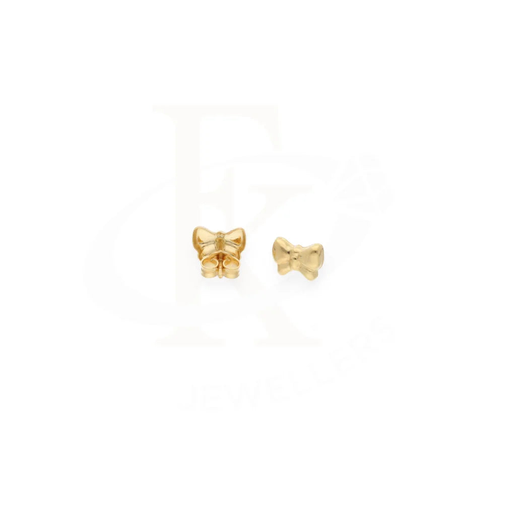 Gold Bow Shaped Stud Earrings 18Kt - Fkjern18K7834