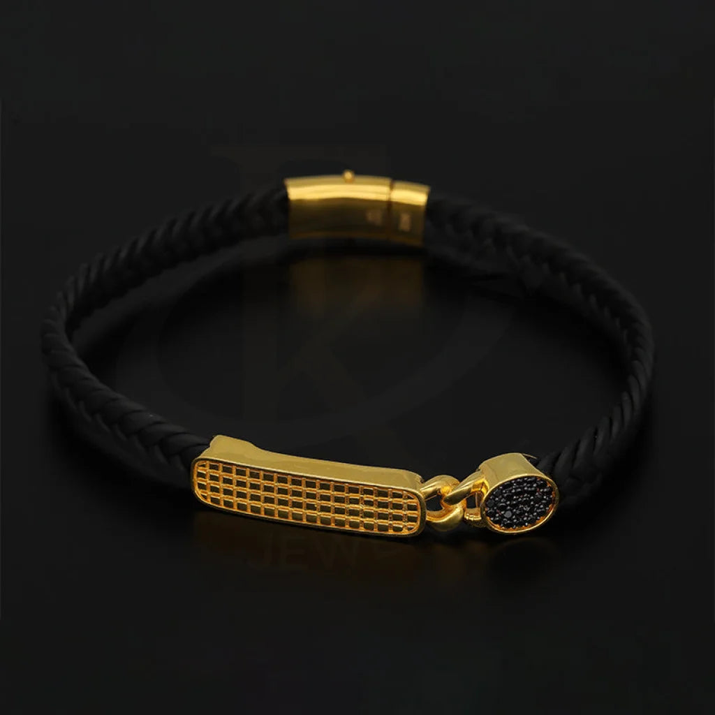 Gold Leather Bracelet 22Kt - Fkjbrl22K5032 Bracelets