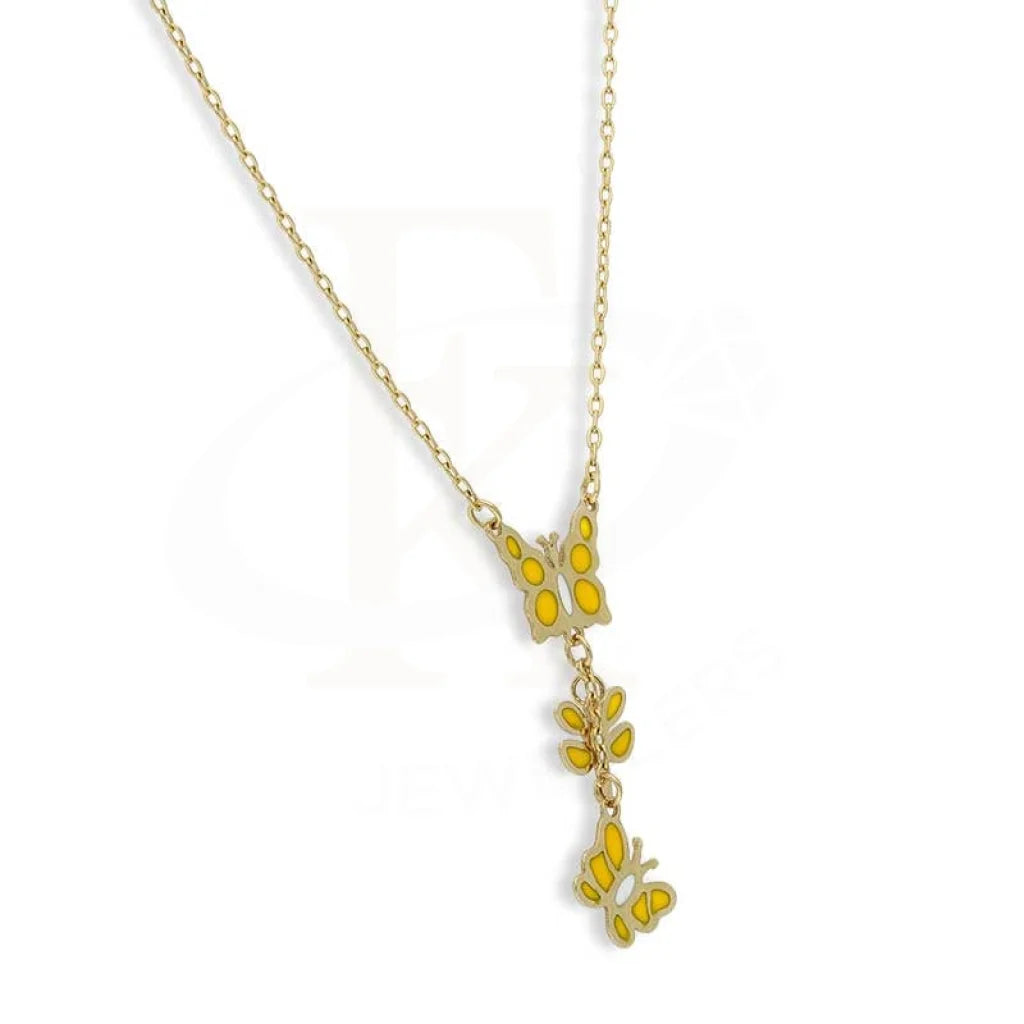 Gold Butterfly Pendant Set (Necklace And Earrings) 18Kt - Fkjnklst18K2427 Sets