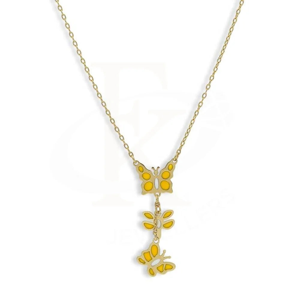 Gold Butterfly Pendant Set (Necklace And Earrings) 18Kt - Fkjnklst18K2427 Sets