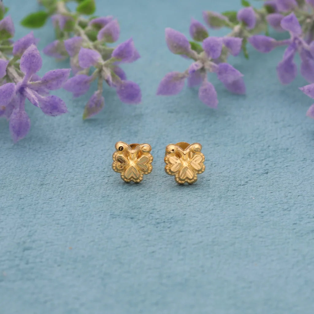 Gold Butterfly Shaped Earrings 18Kt - Fkjern18K8238