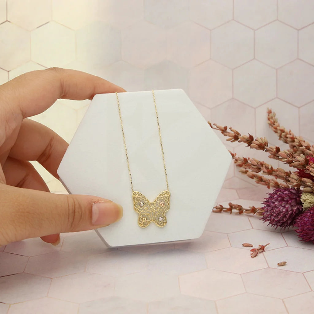 Gold Butterfly Shaped Necklace 18Kt - Fkjnkl18K5273 Necklaces