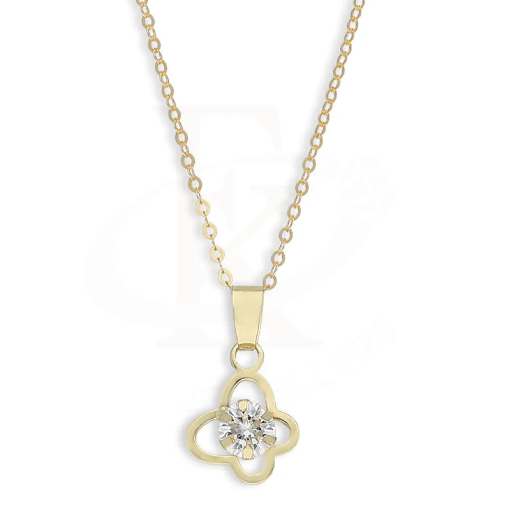Gold Butterfly Shaped Solitaire Pendant Set (Necklace And Earrings) 18Kt - Fkjnklst18K5581 Sets