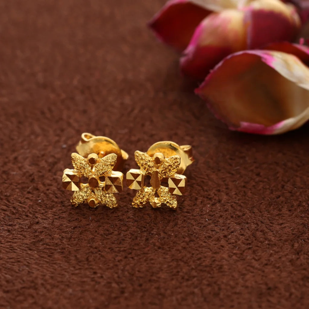 Gold Classic Design Cute Korean Earrings 21Kt - Fkjern21Km8474