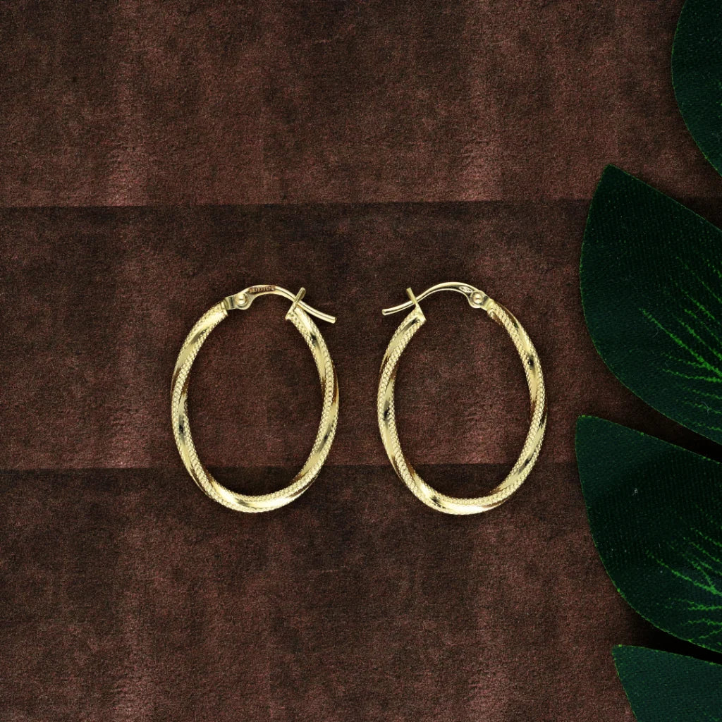 Gold Classic Design Earrings 18Kt - Fkjern18K8314