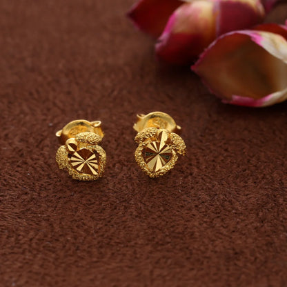 Gold Classic Design Leave Earrings 21Kt - Fkjern21Km8472