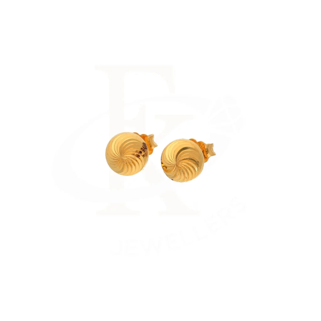 Gold Classic Round Stud Earrings 21Kt - Fkjern21Km8450