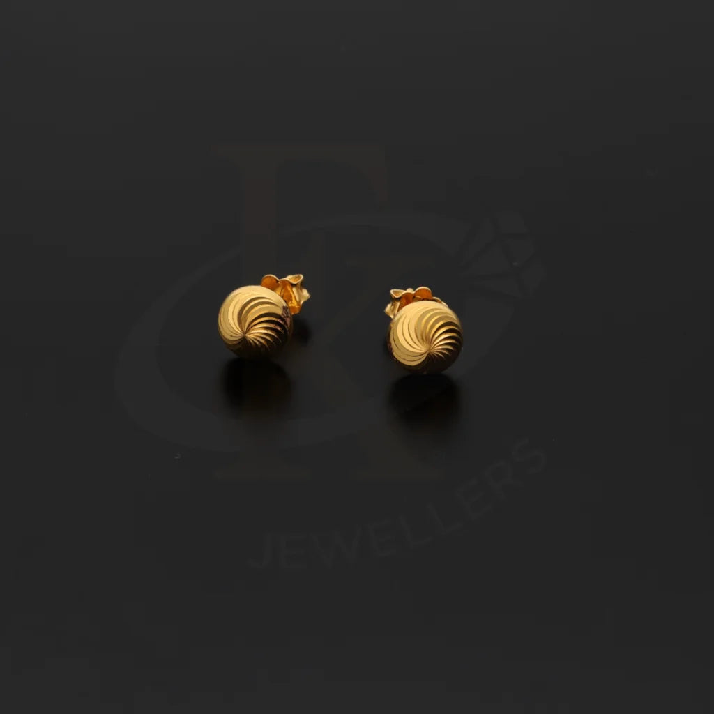 Gold Classic Round Stud Earrings 21Kt - Fkjern21Km8450