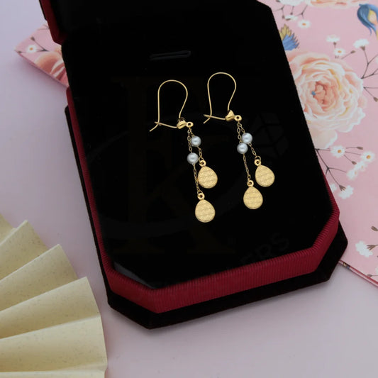 Gold Classy Flower In Oval Shaped Earring 21Kt - Fkjern21Km8464 Earrings